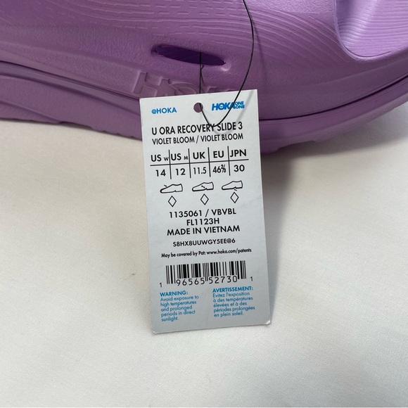 Hoka NWT Ora Recovery Slide 3 Violet Bloom Size M12 W14 - Picture 9 of 9
